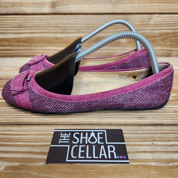 L.L. Bean Womens 8.5 Ballet Flats Shoes Purple Fabric Slip On Buckle Round Toe - Picture 4 of 8